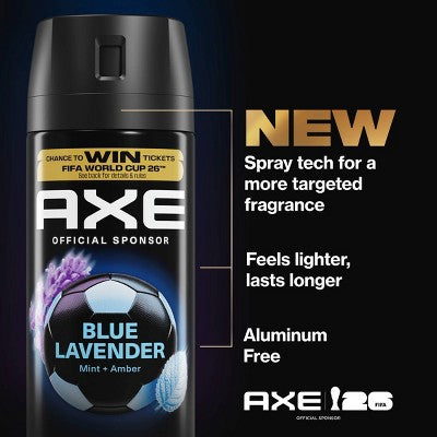 Axe Blue Lavender 72-Hour Aluminum-Free Body Spray - Mint & Amber - 2.9oz