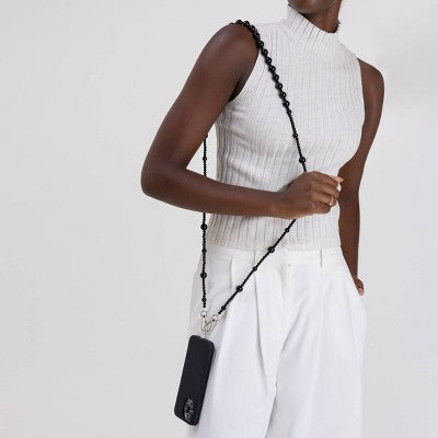 Hello Lux Phone Crossbody Strap - Mixed Black Beads