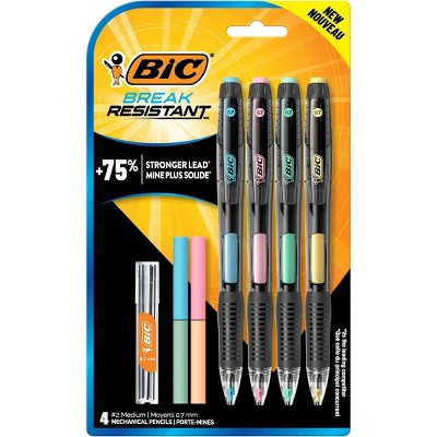 BiC 4ct Break-Resistant Mechanical Pencil Velocity Premium: 0.7mm No. 2 Multicolor Pencils, Plastic, Ages 5+