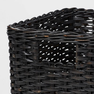S Washed Woven Rattan Crate Black - Brightroom: Rectangle Decorative Basket, 8" H x 11.25" W x 10" D, Air Dry