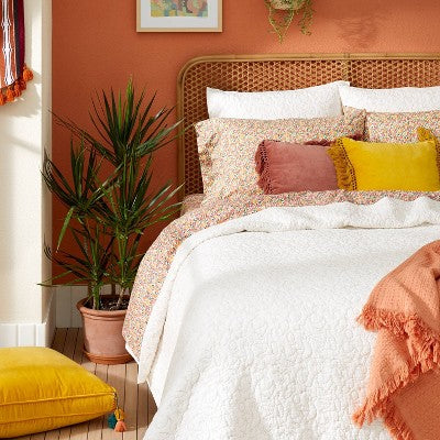 Euro Dove Stitch Quilt Sham Off-White - Opalhouse designed with Jungalow: Cotton Voile, Machine Washable, No Flange
