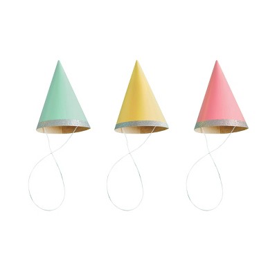 10ct 4" Glittered Party Hats Silver - Spritz