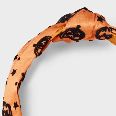 Halloween Pumpkin Star Top Knot Headband - Orange