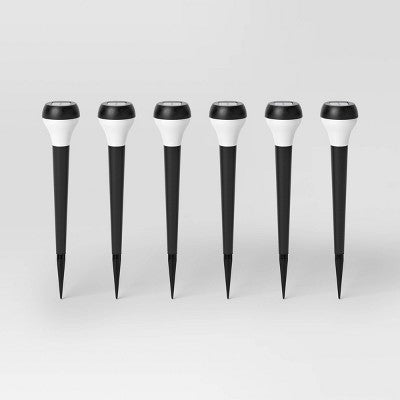 6pk Round Solar LED Outdoor Path Lights Matte Black - Room Essentials: Weather-Resistant, Automatic Lighting, Integrated Bulb