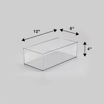 12" x 6" x 4" All Purpose Storage 1/2 Storage Bin - Brightroom: Clear Plastic Decorative Container, No Assembly Required