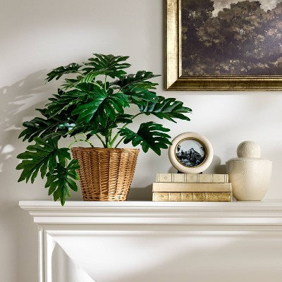 Philodendron Decorative Plant in Basket - Threshold designed with Studio McGee: Indoor Faux Greenery, Wicker Basket (LOCAL PICKUP ONLY)