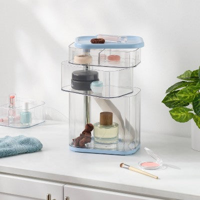 Rotating Cosmetic Vanity Makeup Organizer Blue - Brightroom