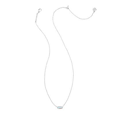 Kendra Scott Emma Rhodium Over Brass Pendant Necklace - Dichroic Glass: Lobster Claw Clasp, 19" Length