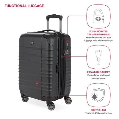 SWISSGEAR Cascade II Hardside Carry On Spinner Suitcase - Black: