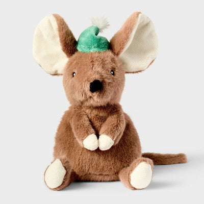 7" Brown Mouse with Green Hat Stuffed Animal - Gigglescape