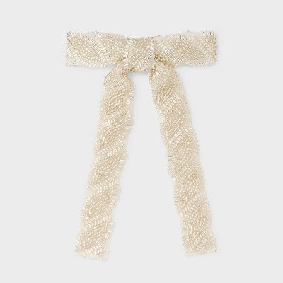 Seedbead Bow Hair Barrette - A New Day Ivory