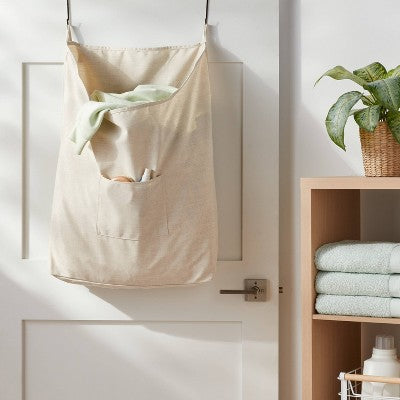 Canvas Over The Door Laundry Hamper - Brightroom: Hanging Clothes Sorter, Kids Hamper, 45L Capacity, Beige