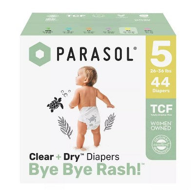 Parasol Clear+Dry Natural Disposable Diapers - Size 5 - 44ct