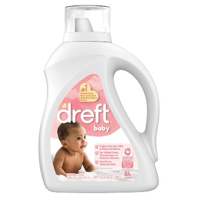 Dreft Baby HE Fights Stains Removes Odors Liquid Laundry Detergent 64 Loads - 84 fl oz