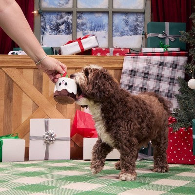 BARK Holiday Santa's Workchomp Lil Bro-coa Stocking Stuffer Dog Plush Toy