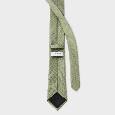 Men's Faux Linen Neck Tie - Goodfellow & Co Sage Green: Recycled Polyester, Woven, Solid Pattern