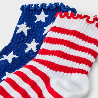 Women's Stars and Stripes Ankle Socks - Red/White/Blue 4-10