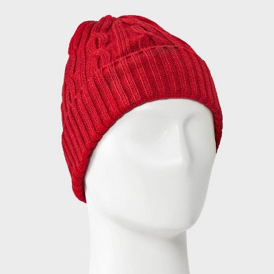 Men's Cable Knit Beanie - Goodfellow & Co Red One Size Fits Most