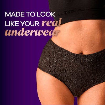 Always Discreet Boutique Adult Postpartum Incontinence Underwear for Women - Black - S/M - 12ct