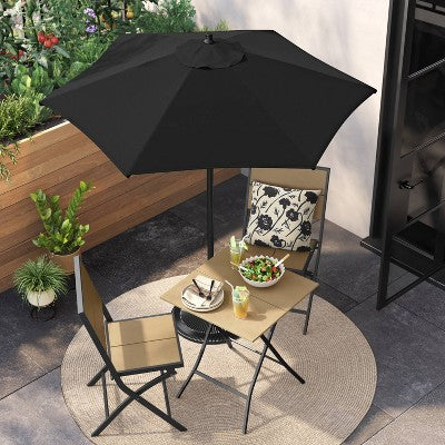 6' Round Outdoor Patio Market Umbrella Black with Black Pole - Room Essentials: With Carrying Bag, Push-Up Lift (LOCAL PICKUP ONLY)