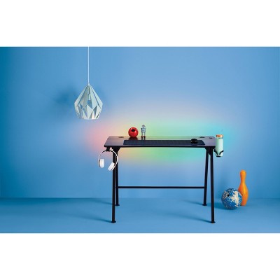 Gaming Desk with LED Lights and Headphone Holder Black - Room Essentials (LOCAL PICKUP ONLY)