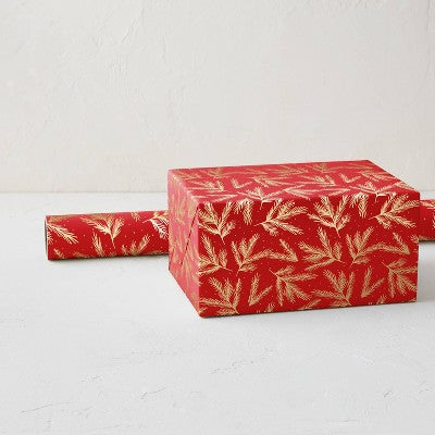 Minted Foil Gilded Branches Luxury Gift Wrapping Paper Red/Gold (LOCAL PICKUP ONLY)