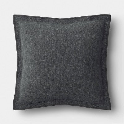 20"x20" Heathered Solid Double Flange Pillow Gray - Threshold