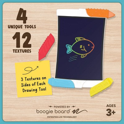 Chuckle & Roar LCD Lil Artist Creativity Kit - Reusable LCD Drawing Tablet with Sensory Texture Tools for Kids, Ages 3+