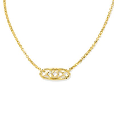 Kendra Scott Janie Pendant Necklace - Gold: 14K Gold Over Brass, Lobster Claw Clasp, Slide Closure, 19" Length