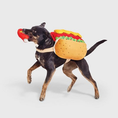 Hot Dog Full Body Halloween Dog Costume with Ketchup Toy - M - Boots & Barkley