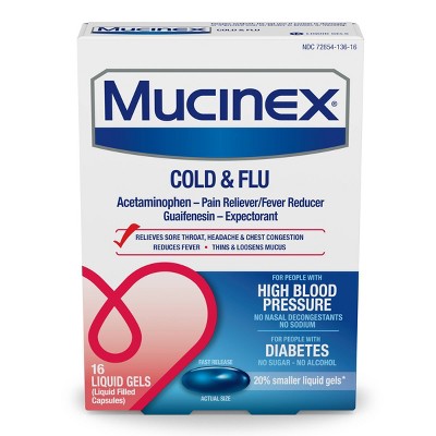 Mucinex HBP Cold & Flu Liquid Gels - 16ct