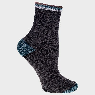 Alaska Knits Women's Kernel Textured Wool Blend Midweight Boot Socks - Charcoal Gray 4-10