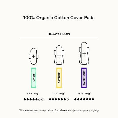 Honey Pot 100% Organic Cotton Cover Cooling Herbal Infusion Heavy Flow Daytime Pads - 14 ct