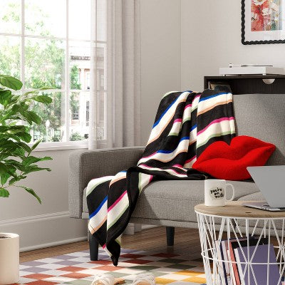 Boardwalk Striped Plush Throw Blanket - Room Essentials