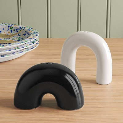 Novelty Salt and Pepper Shaker Set Black/White Arches - Room Essentials
