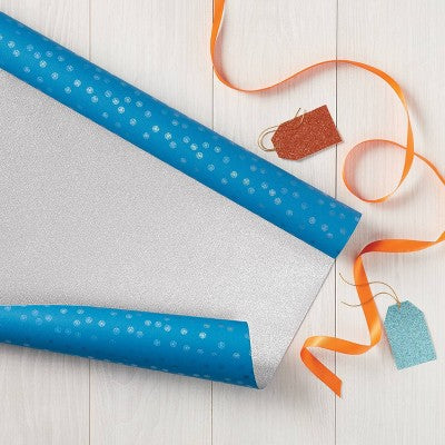 20 sq ft Reversible Glitter/Snowflake Christmas Gift Wrap Blue - Wondershop (LOCAL PICKUP ONLY)