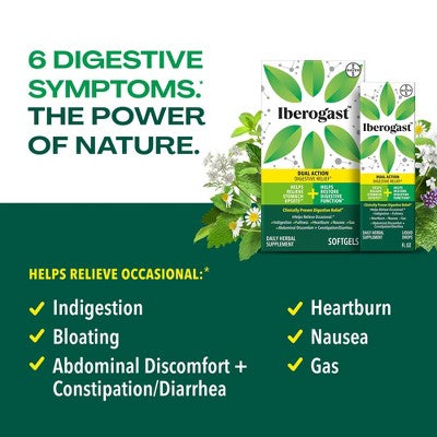 Iberogast Softgels Dual Action Digestive Relief Daily Herbal Supplements - 30ct