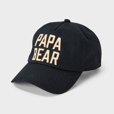 Men's 5 Panel Cotton Twill Papa Bear Baseball Hat - Goodfellow & Co Black