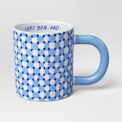 16oz Stoneware Checker Love You Dad Mug Blue - Room Essentials
