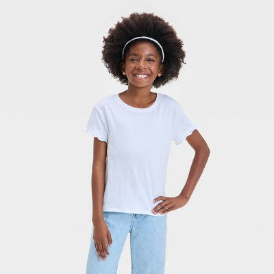 Girls' Textured Knit T-Shirt - Cat & Jack White S