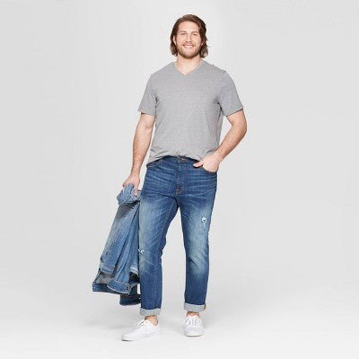 Men's Big & Tall Every Wear Short Sleeve V-Neck T-Shirt Gray XXLT