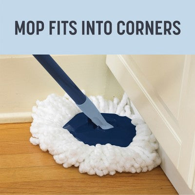 Casabella Clean Water Spin Mop with Extra Refill: Portable Microfiber Floor Cleaning Tool for Multi-Surface Use