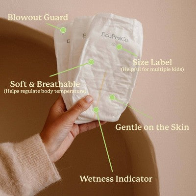 EcoPeaCo. Bamboo Disposable Diapers Made with Organic Bamboo and Viscose - Size 5 - 66ct