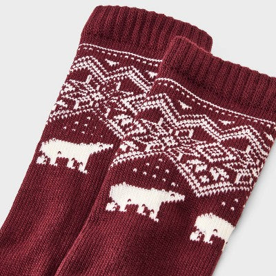 Men's Bear Crew Socks - Goodfellow & Co Red/Ivory/White 6-12