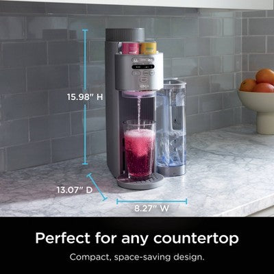 Ninja Thirsti Max Custom Hydration System Silver WC2002: Soda Maker, 60L Cartridge, Dishwasher-Safe, Thirsti Pods Compatible