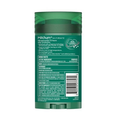 Mitchum 72-Hours Men's Solid Deodorant - Clean Control - 2.7oz: Vegan, Under Arm Application, Antiperspirant