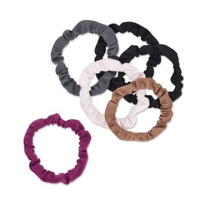 scunci No Damage Thin Knit Scrunchies - Assorted Colors - All Hair - 6pk