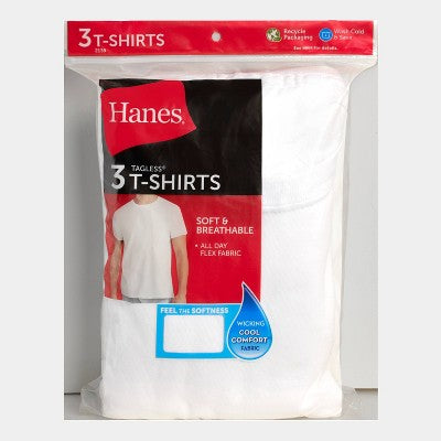 Hanes Men's 3pk Undershirts - White M