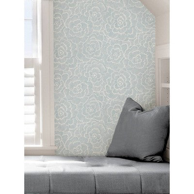 NuWallpaper Saraya Peel and Stick Wallpaper Blue: Removable Vinyl, Self-Adhesive, Solid Pattern, 28.2 Sq Ft Coverage
