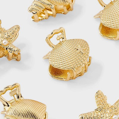 Girls' 6pk Gold Costal Claw Clip Set - art class